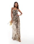 [ASOS DESIGN] ASOS DESIGN mesh seam detail strappy cami maxi dress in leopard print-Multi 4 Leopard Print