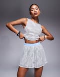 [ASOS DESIGN] ASOS DESIGN mesh sequin baggy shorts in silver (part of a set) XS Silver