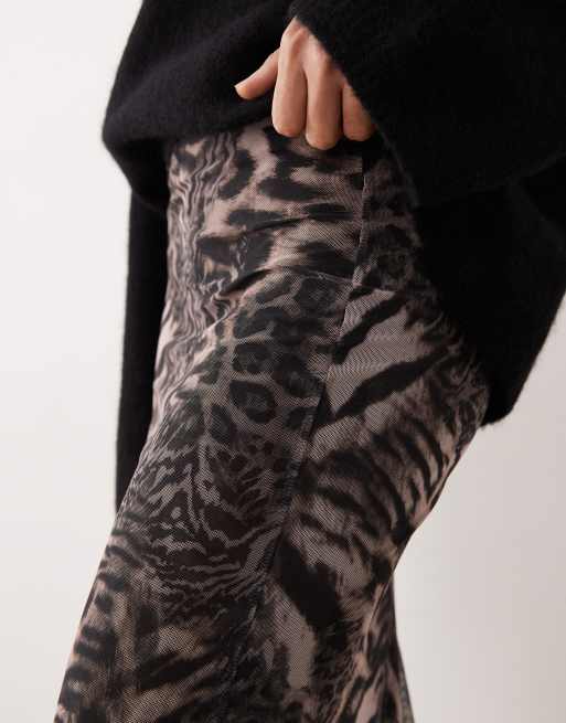 ASOS DESIGN mesh sheer maxi skirt in animal print