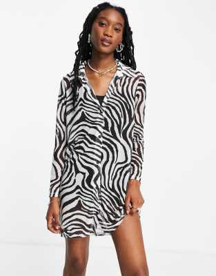 black zebra mesh dress