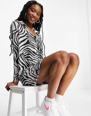 mesh zebra dress