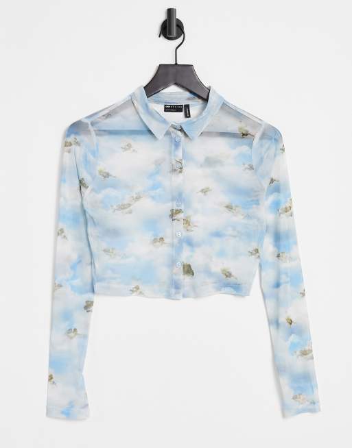 ASOS DESIGN mesh shirt in renaissance print