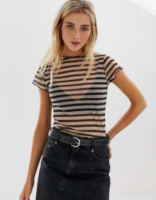 striped mesh top