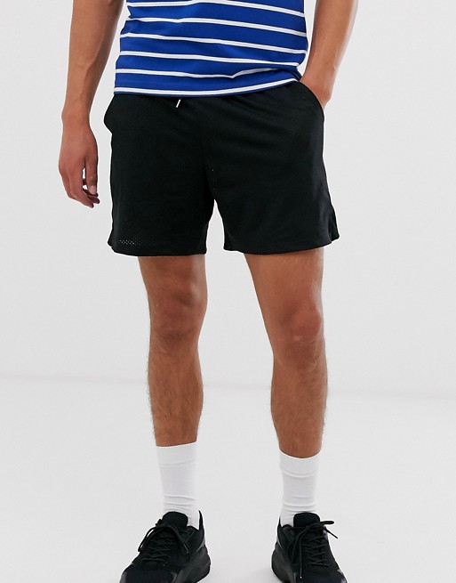 ASOS DESIGN mesh shorts in shorter length in black | ASOS
