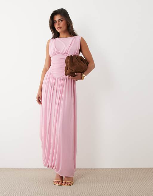 pink acid print short sleeve scoop mesh maxi dress Alexius Floral Cutout Long OUT SHEER MAXI DRESS is made with a double Sherri Hill 57898 Prom Dress