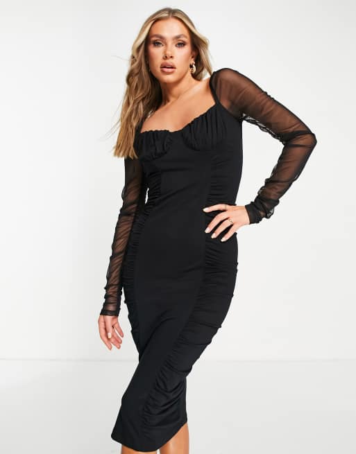 Black dress hotsell midi with sleeves