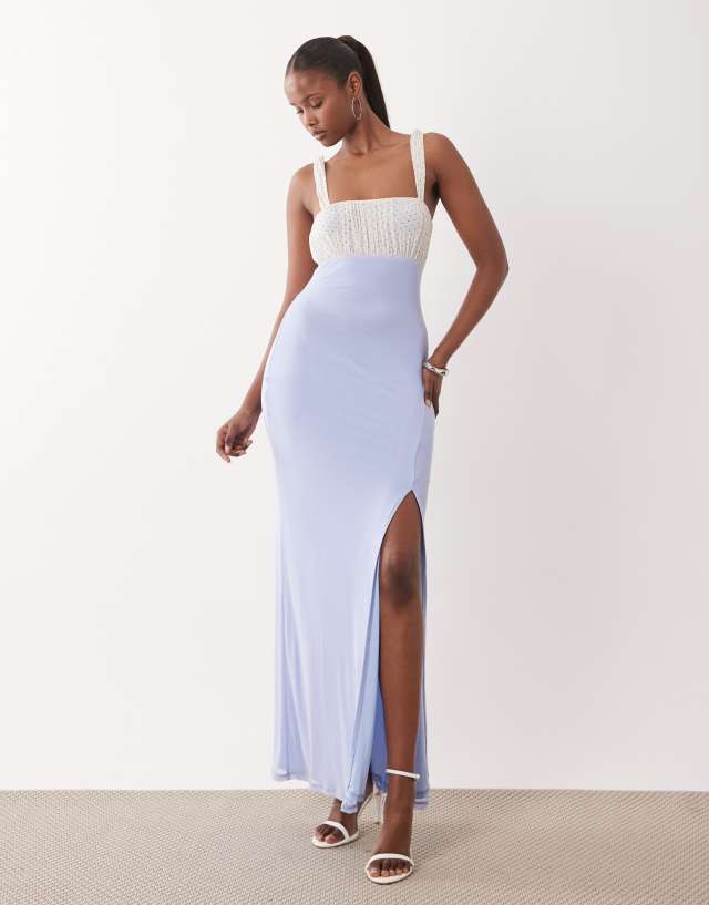 thigh high slit dresses ASOS Design - Mesh Spot Maxi Dress - Women - Polyester/Spandex - M Maroon dress