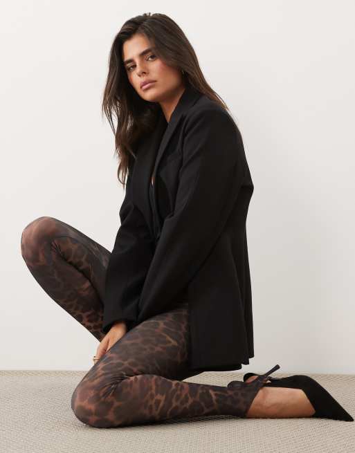ASOS DESIGN mesh stirrup leggings in leopard print, 4 of 5