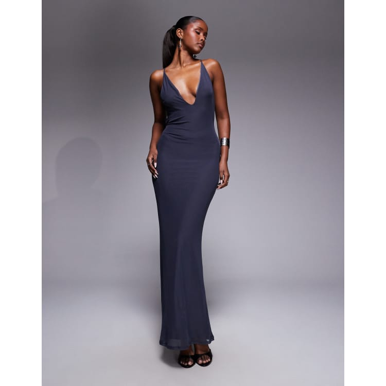 knee length dresses for ladies Edikted Women's Shanna Backless Mesh Maxi Dress main image 1