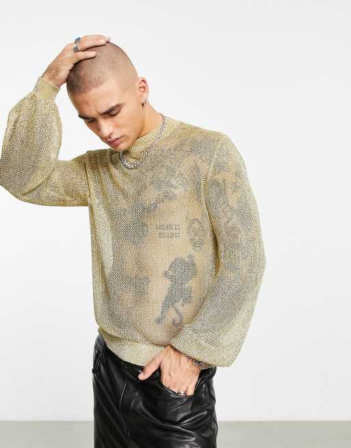 Gold 2025 mesh sweater