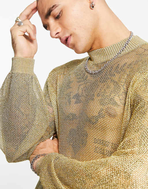 Gold on sale mesh sweater