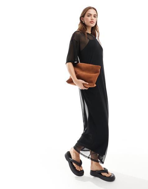 ASOS DESIGN mesh T-shirt dress in black - view 1