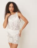 [ASOS DESIGN] ASOS DESIGN mesh tie side mini skirt in white (part of a set) 4 White