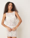 [ASOS DESIGN] ASOS DESIGN mesh tie side top in white (part of a set) 18 White