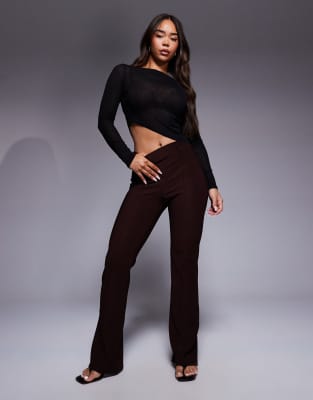 Asos Design Mesh Top With Asymmetric Hem In Black