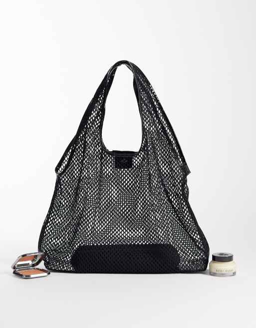 ASOS DESIGN mesh tote bag in black, 2 of 4