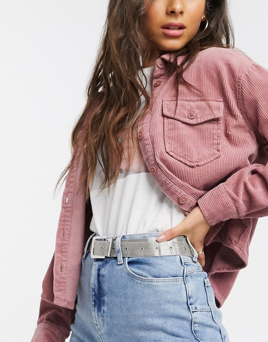 Asos Design Mesh Waist And Hip Jeans Belt In Silver