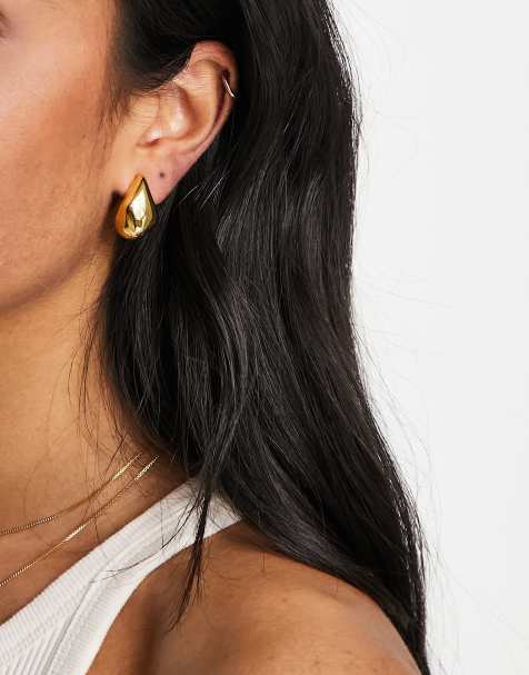 ASOS DESIGN - Met 14k goud vergulde oorbellen met design van gesmolten studs - view 1