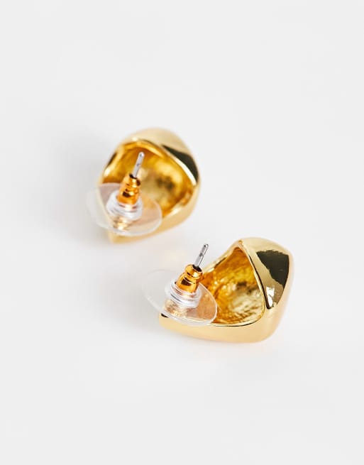 ASOS DESIGN - Met 14k goud vergulde oorbellen met design van gesmolten studs, 4 van 4