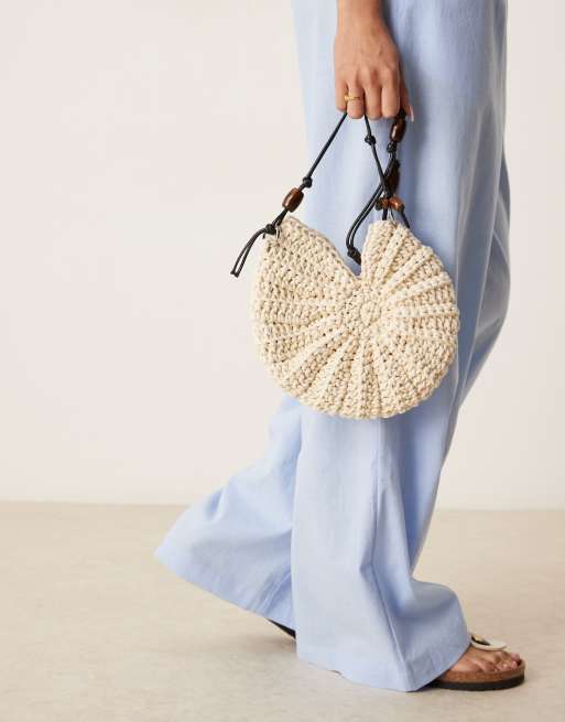 ASOS DESIGN - Met de hand gehaakte crossbody tas met handvat in crème, 2 van 4