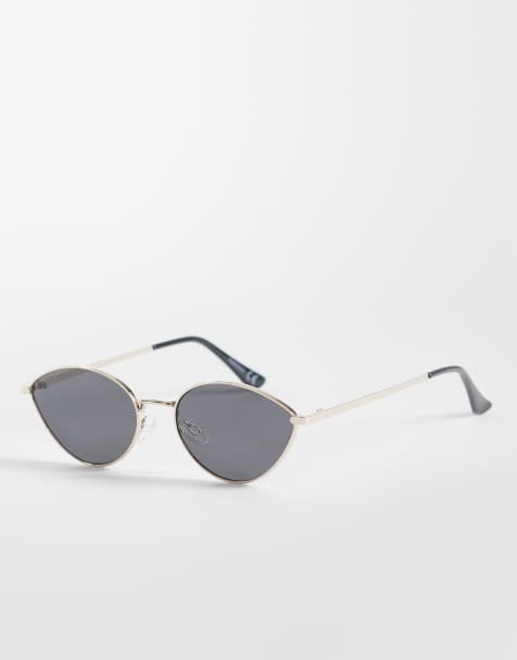 ASOS DESIGN metal angled sunglasses in gold - view 1