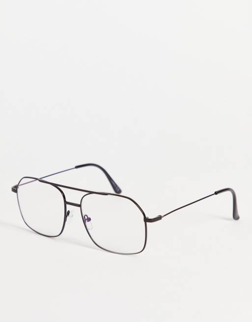 Metal clear cheap lens aviator glasses