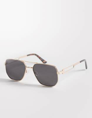 Asos Design Metal Aviator Sunglasses In Pattern