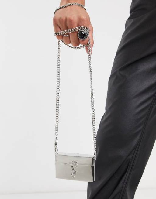 ASOS DESIGN box bag in silver