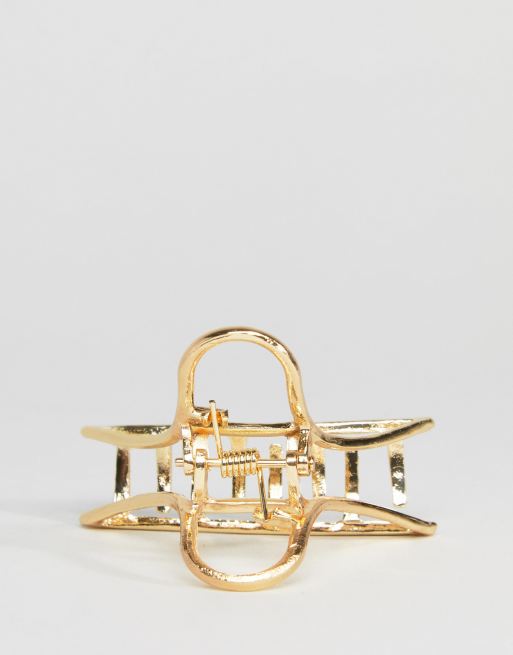 ASOS DESIGN metal claw hair clip in gold, 2 of 4
