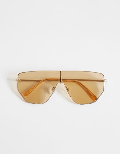 ASOS DESIGN metal frame aviator sunglasses with light brown lens, 3 of 5