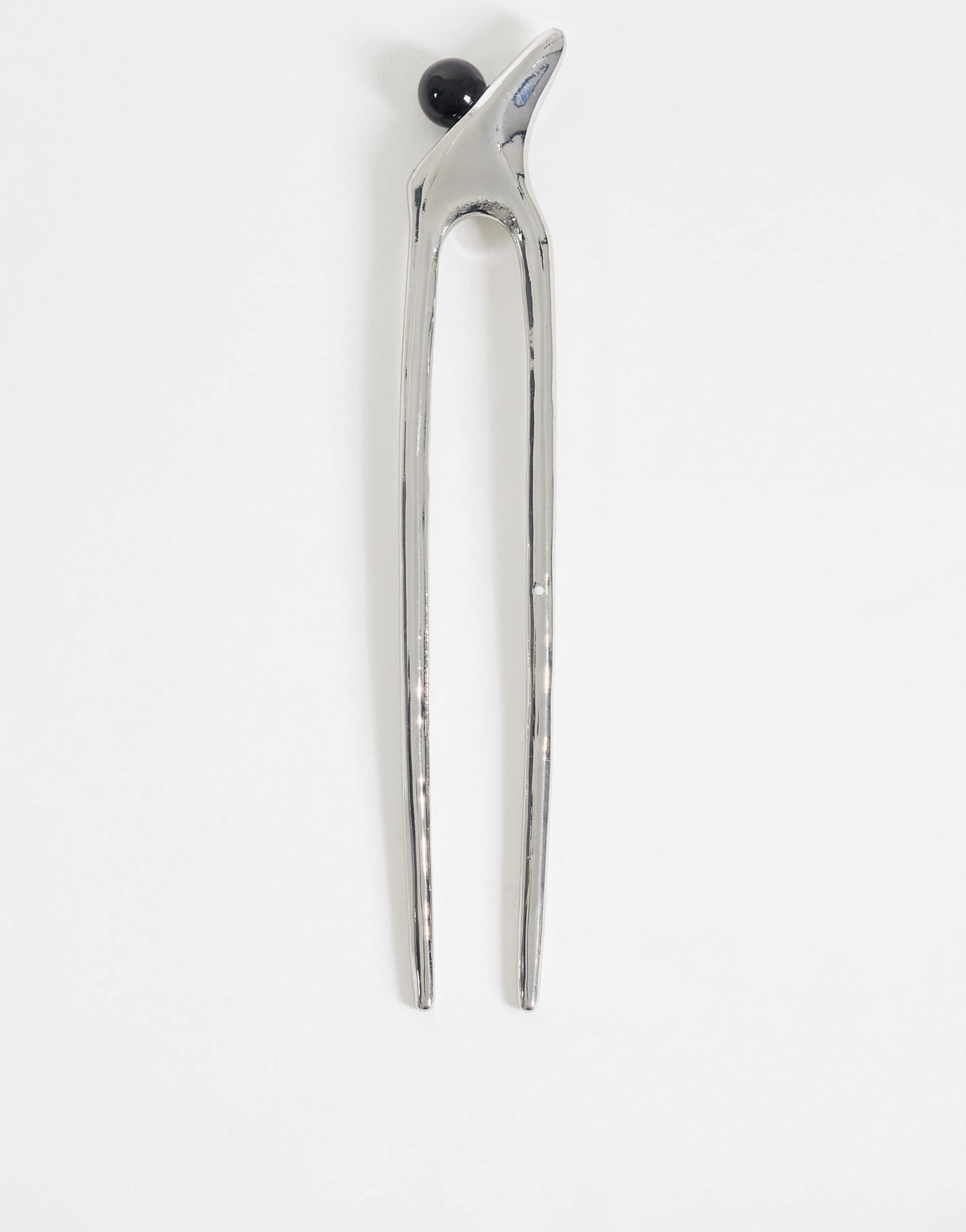 asos design metal hair pin with abstract design in silver tone