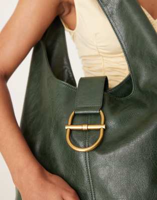 Asos Design Metal Hardware Tote Bag In Green