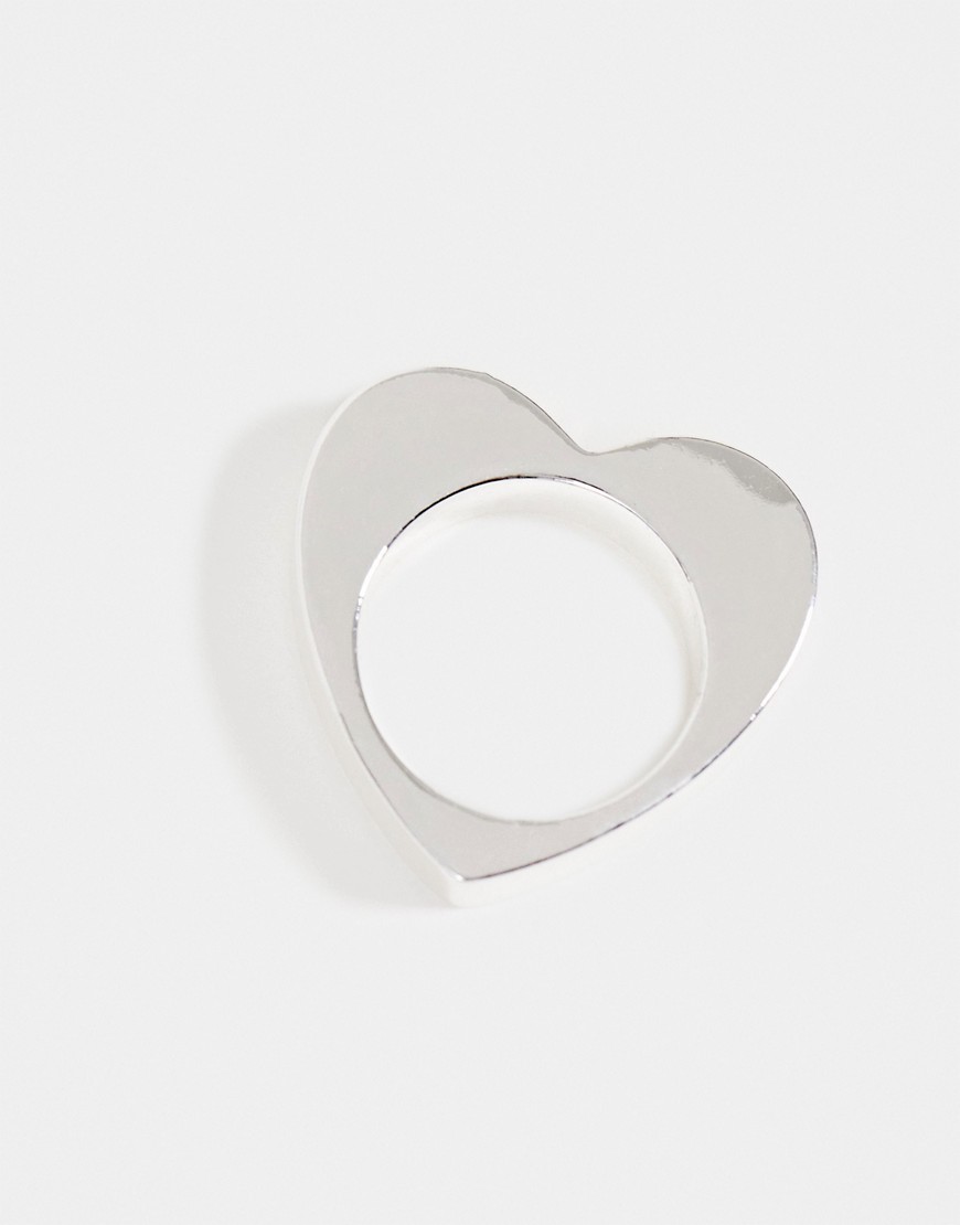 ASOS DESIGN metal heart shaped ring-Silver