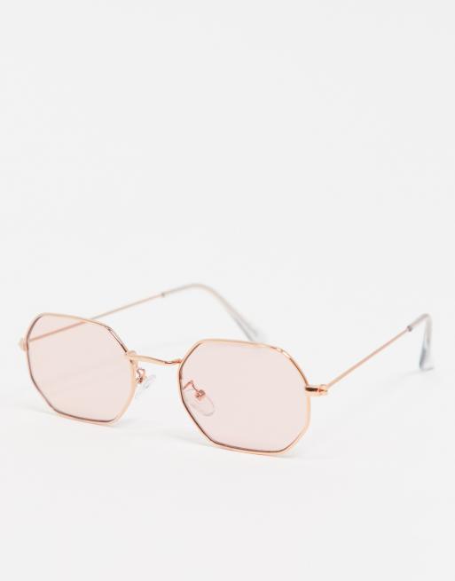 Pink 2025 hexagon glasses