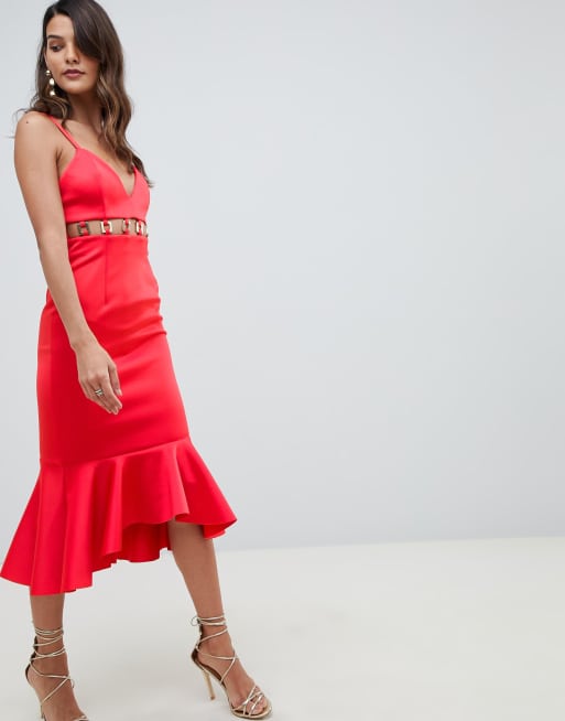 Asos design scuba cami pephem hot sale midi dress