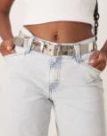 [ASOS DESIGN] ASOS DESIGN metal jeans belt in silver S-M Silver