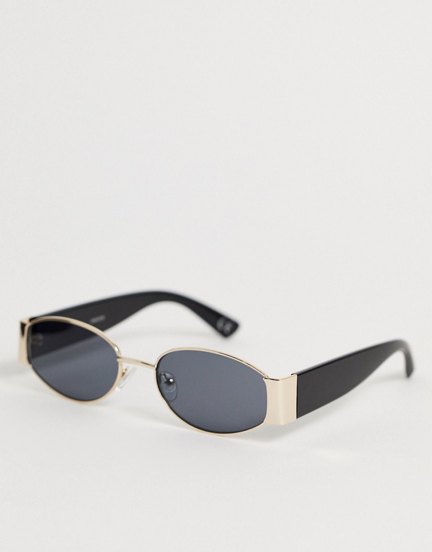 ASOS DESIGN metal & plastic oval sunglasses-Gold