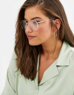 round gold clear glasses