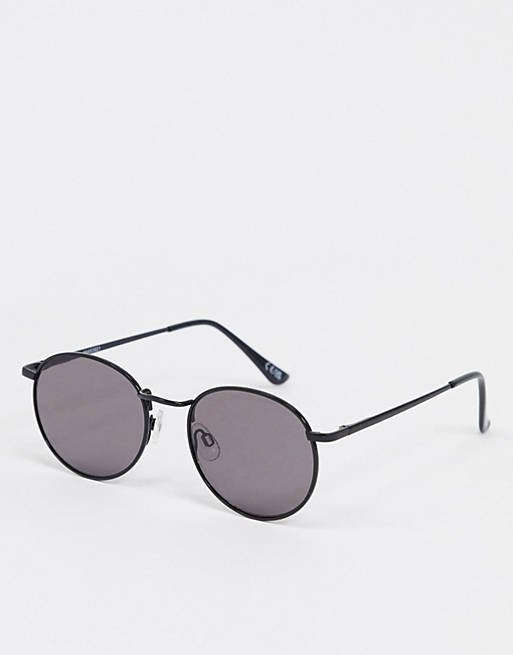 ASOS DESIGN metal round sunglasses in shiny black