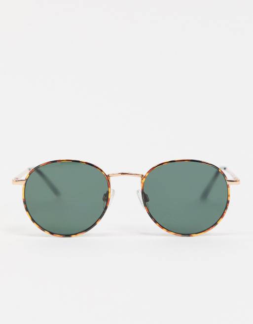 ASOS DESIGN metal round sunglasses in tort with G15 lens, 2 of 4