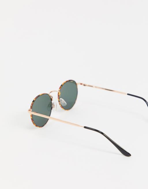 ASOS DESIGN metal round sunglasses in tort with G15 lens, 4 of 4