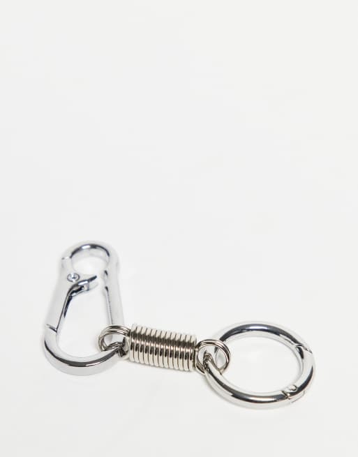 ASOS DESIGN metal spring carabiner jeans clip in silver tone