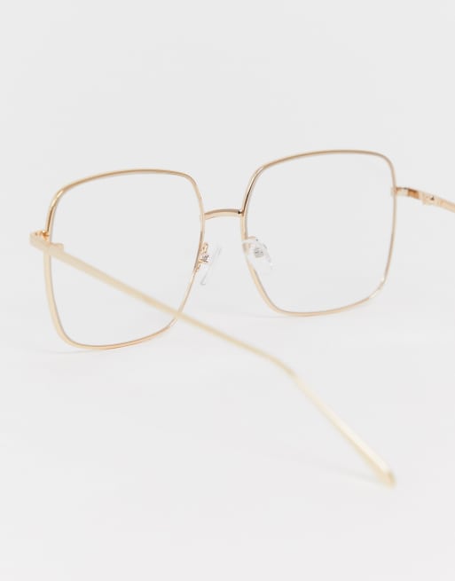 Gold frame deals clear lens glasses