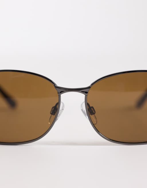 ASOS DESIGN metal sunglasses in brown frame with brown lens, 2 of 3
