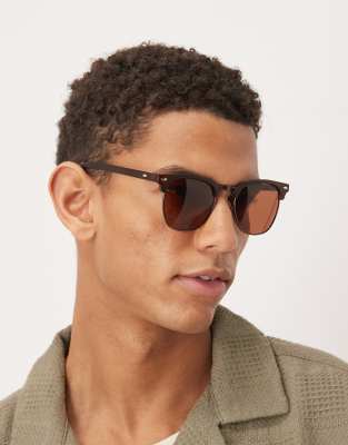 ASOS DESIGN ASOS DESIGN metal sunglasses in brown matte tortoise shell with brown lens