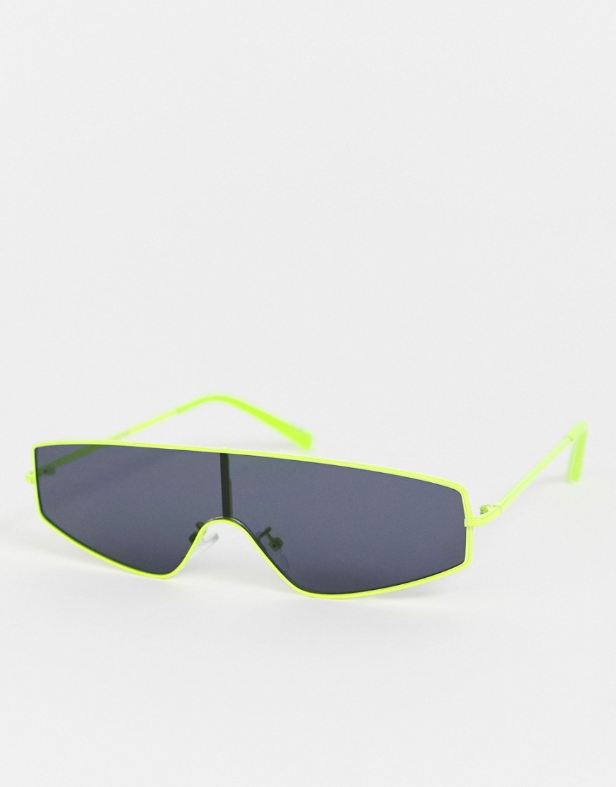 ASOS DESIGN metal visor sunglasses in neon-Yellow