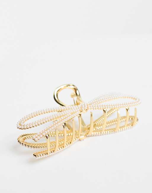 ASOS DESIGN - Metalen haarklem met pareldetail in goudkleur, 3 van 4