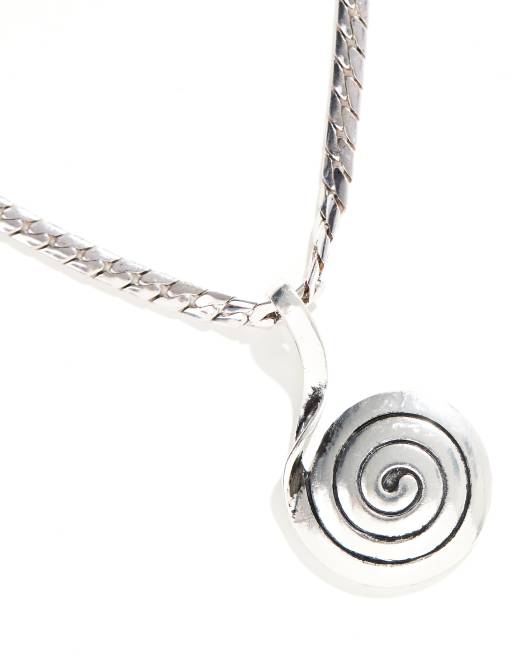 ASOS DESIGN - Metalen halsketting met krulhanger in zilver  , 4 van 4