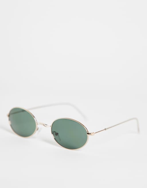 ASOS DESIGN - Metalen ovale zonnebril met G15 glazen in goud