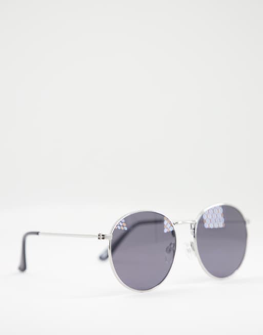 ASOS DESIGN - Metalen ronde zonnebril in glanzend zilver , 3 van 4